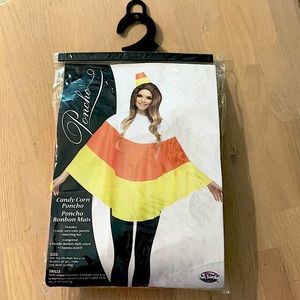 Candy Corn Adult Halloween Costume- Poncho & Hat